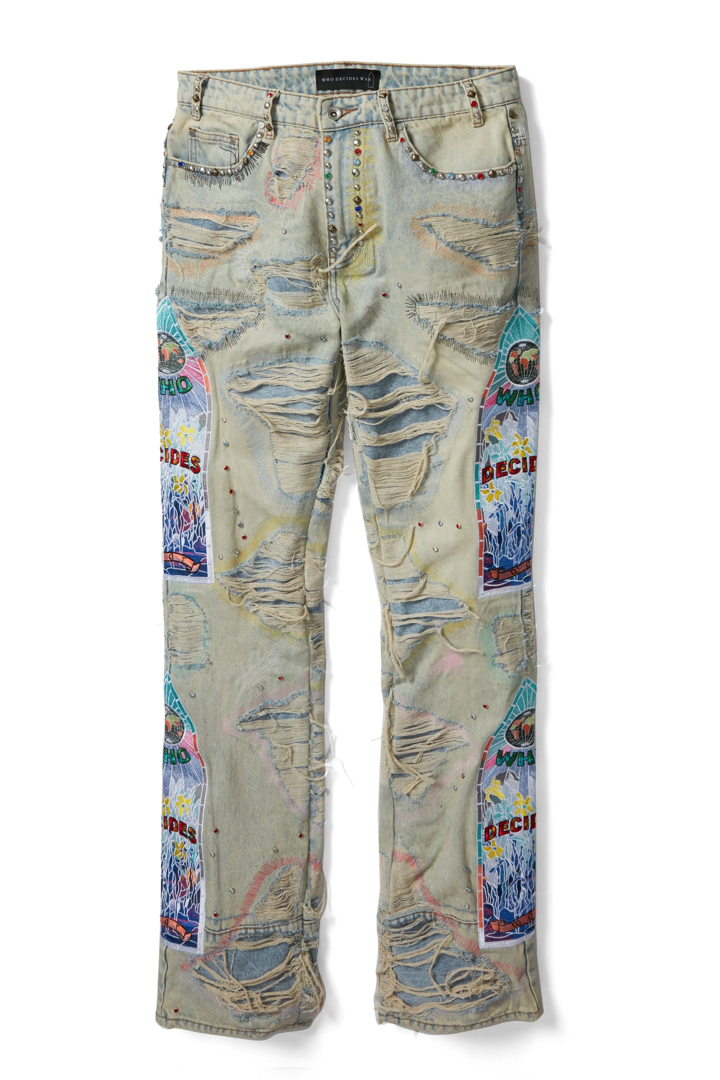 WDW STUD DISTRESSED DENIM