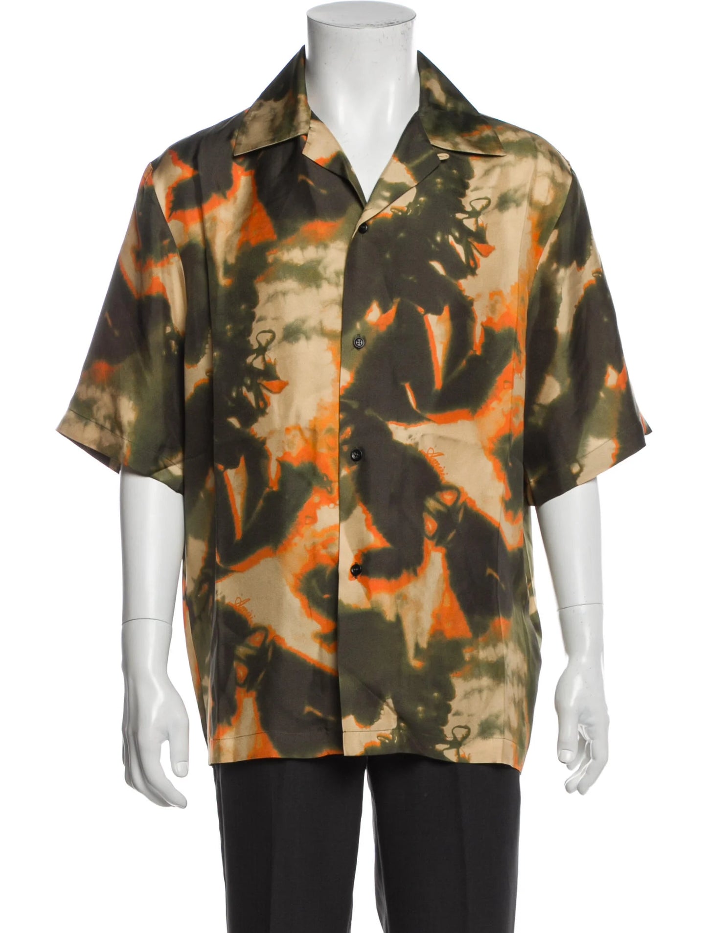 Amiri Silk Tie-Dye Print Shirt Green Casual Shirts