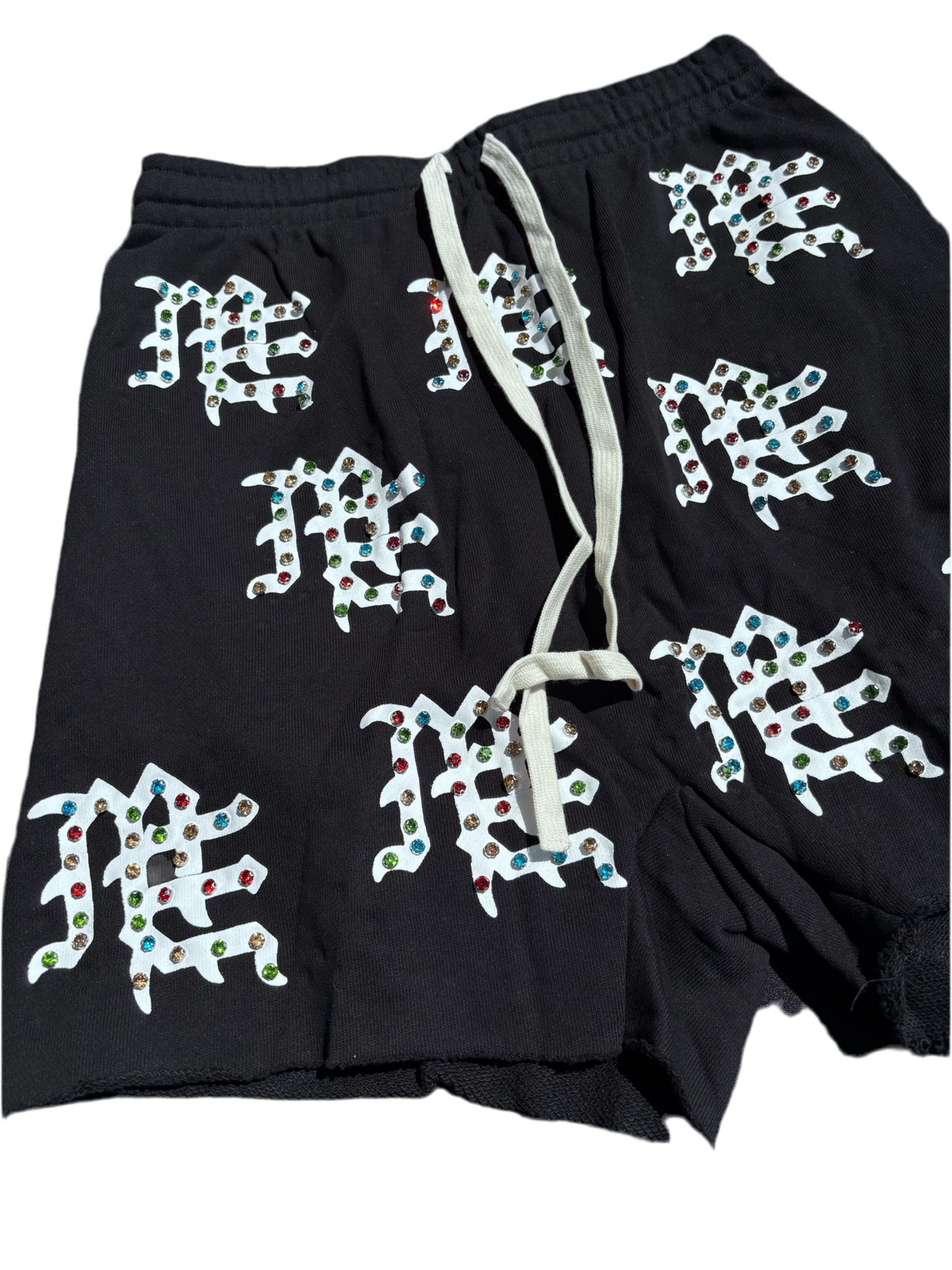Mixed Emotion ME Rhinestone Logo Shorts
