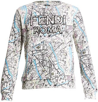 Fendi Men's Roma Map Logo Sweatshirt