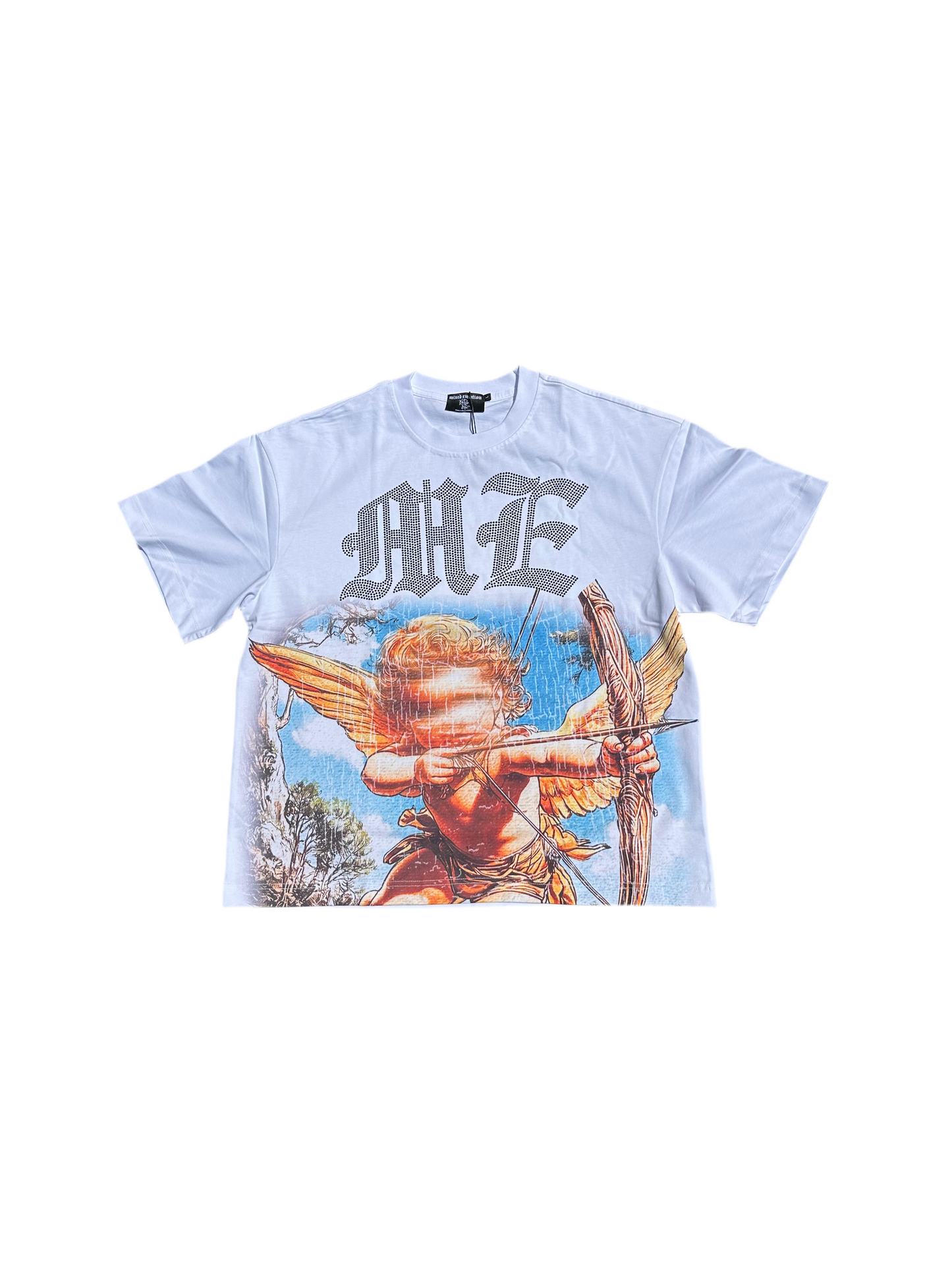 Mixed Emotion White Angel Rhinestone Tee