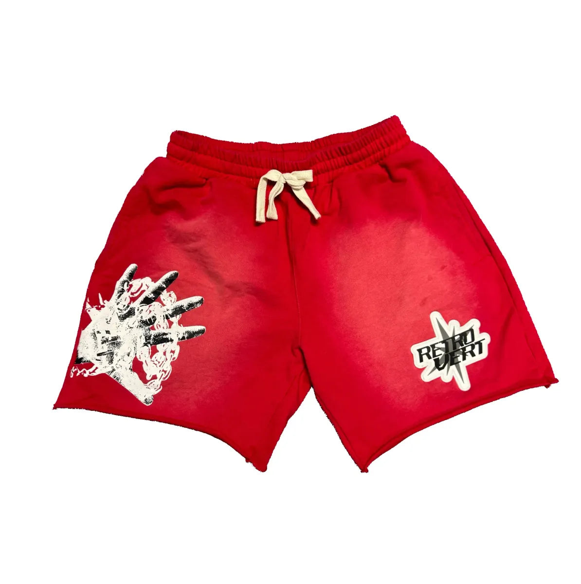 Retrovert Spiked Hands Shorts Red