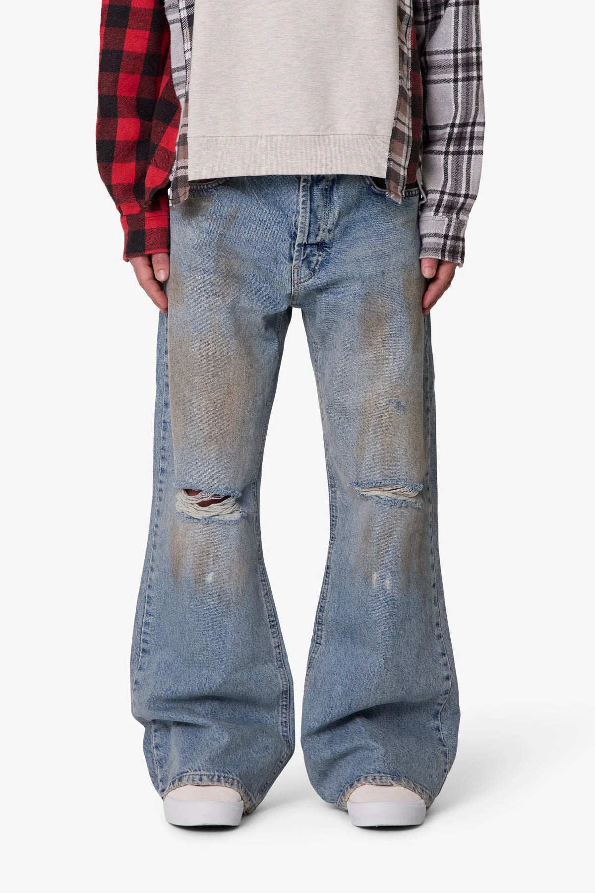 MNML STAINED KICK FLARE DENIM