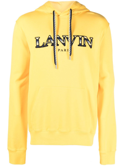 Lanvin Curb Embroidery Yellow Hoodie