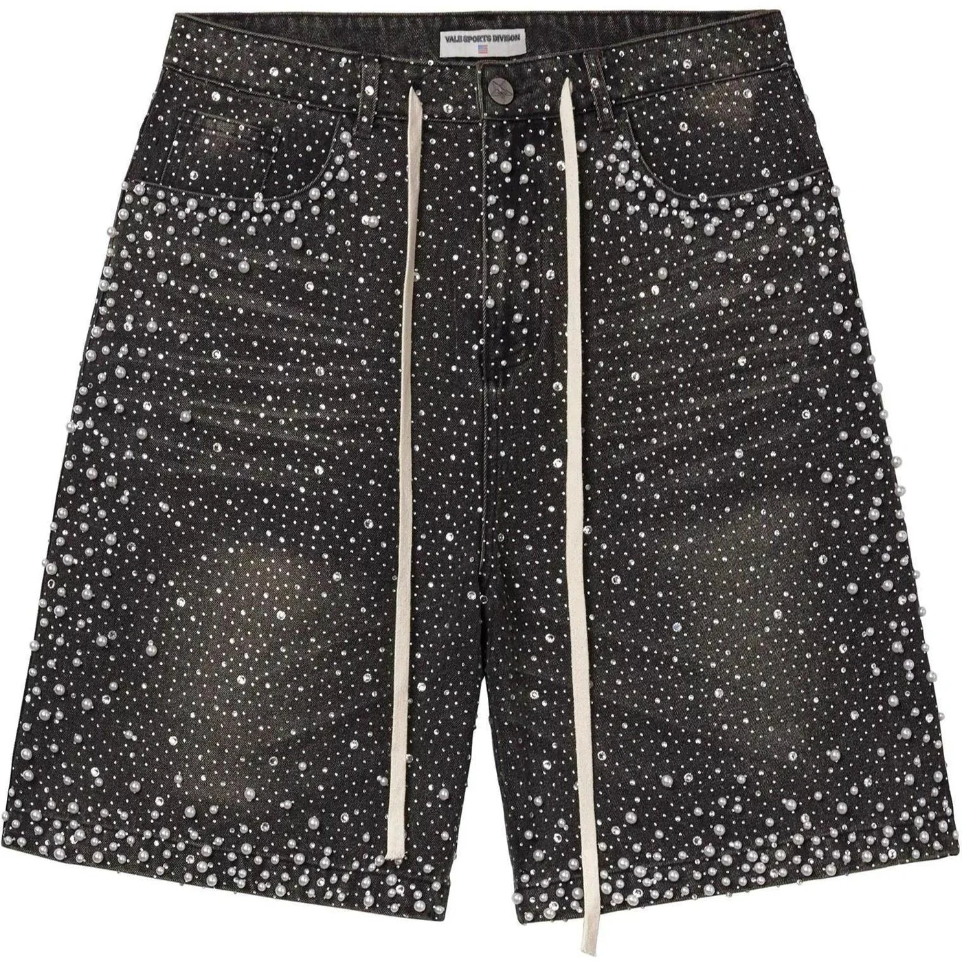 Vale Forever Rain Storm Rhinestone Jean Shorts Black