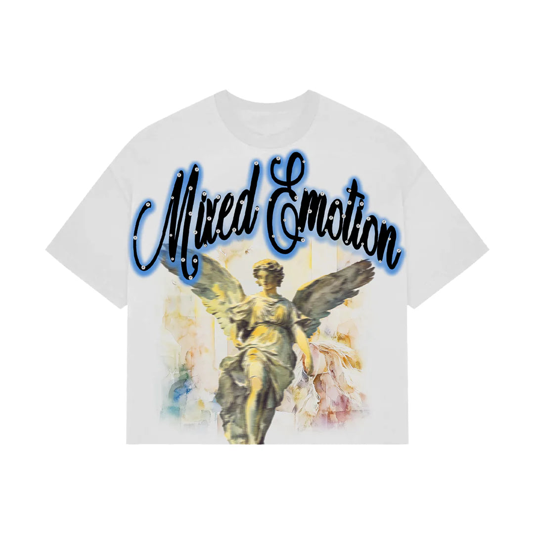 Mixed Emotion Blue “Rhinestone” Cropped Shirt