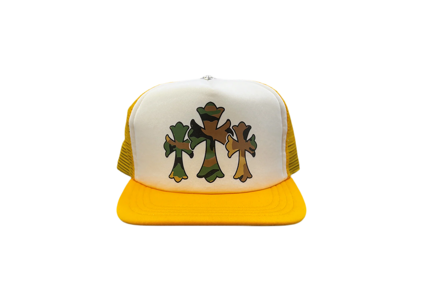 Chrome Hearts Triple Cross Camo Yellow Trucker Cap
