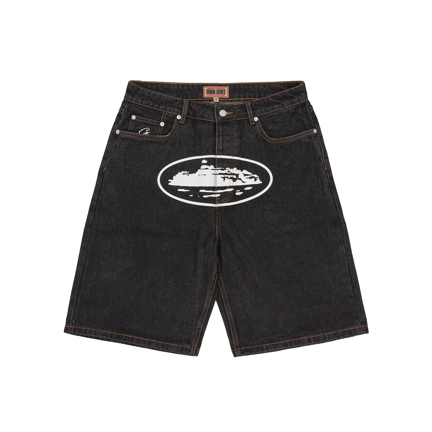 Corteiz Island Baggy Jean Shorts Black