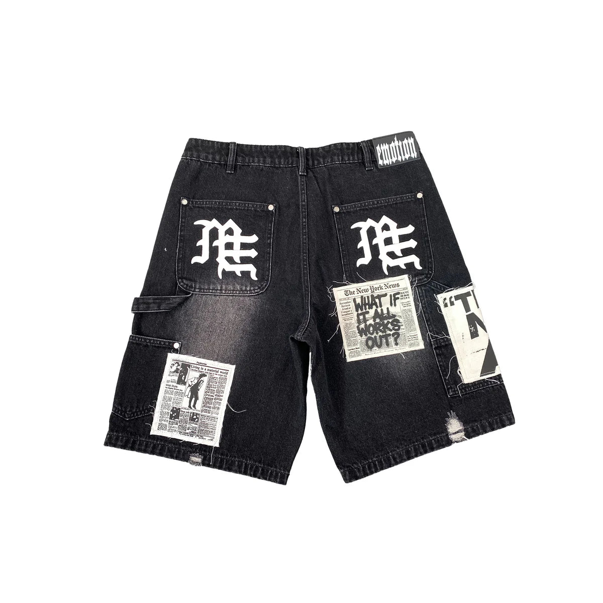 Mixed Emotion Black AI Denim Shorts