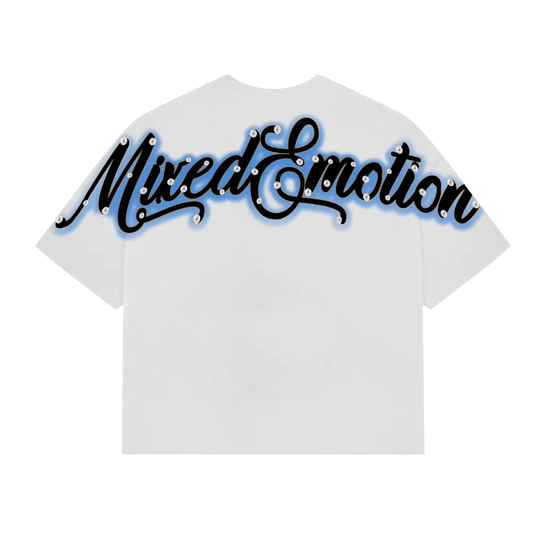 Mixed Emotion Blue “Rhinestone” Cropped Shirt