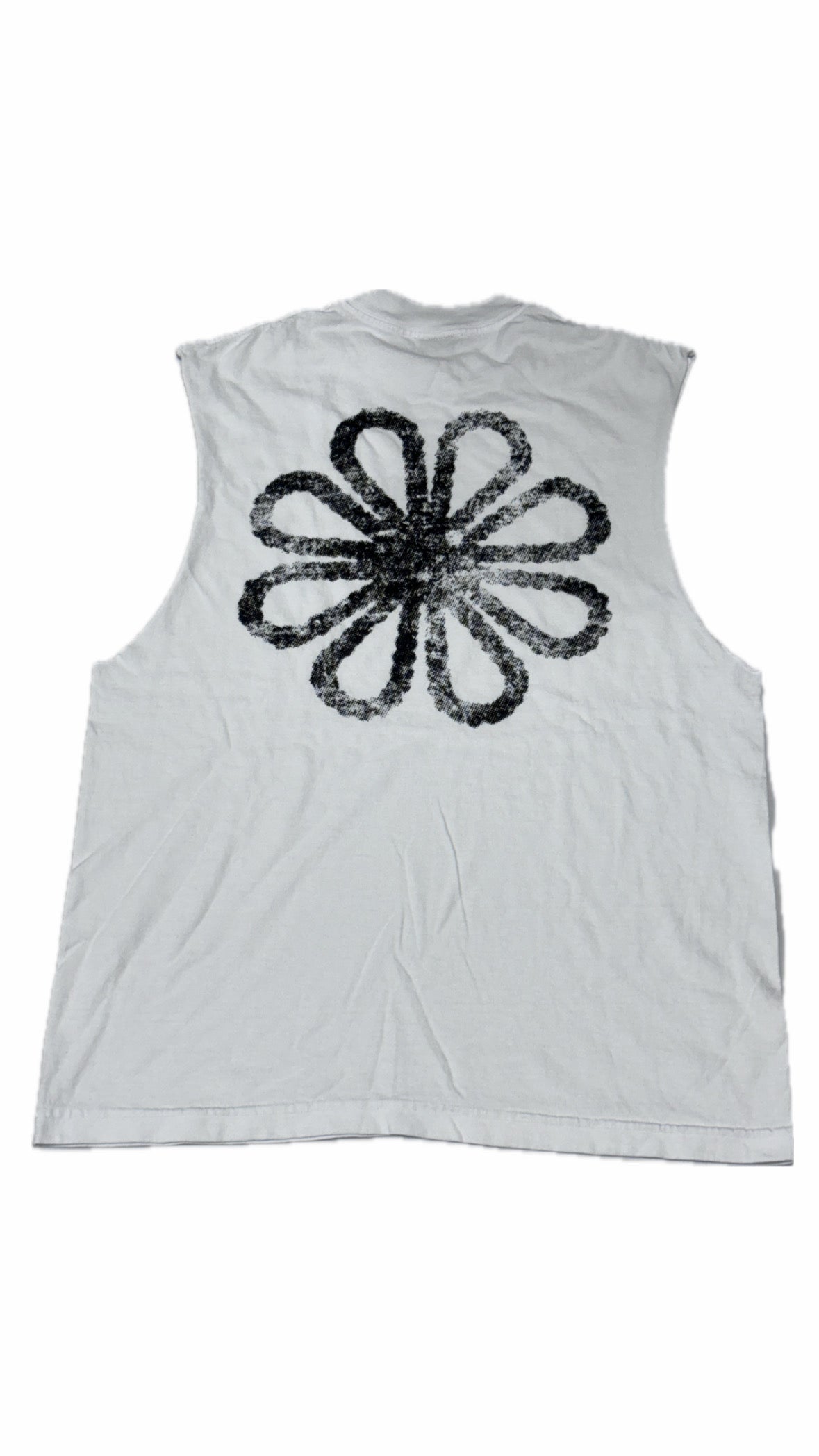 Made in Effort Flower Sleeveless White Tee