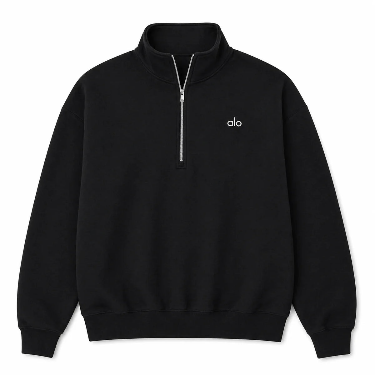 Alo 1/4 Black Zip Pullover