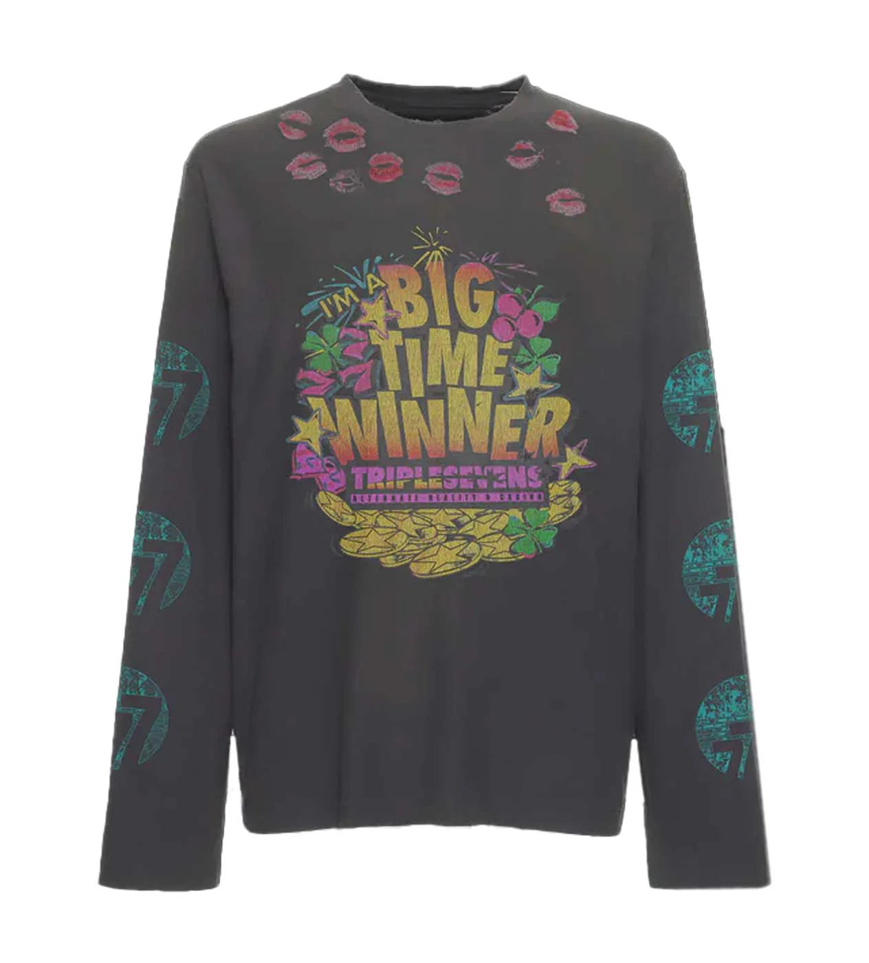 TRIPLE SEVENS LUCKY KISS L/S TEE BLACK