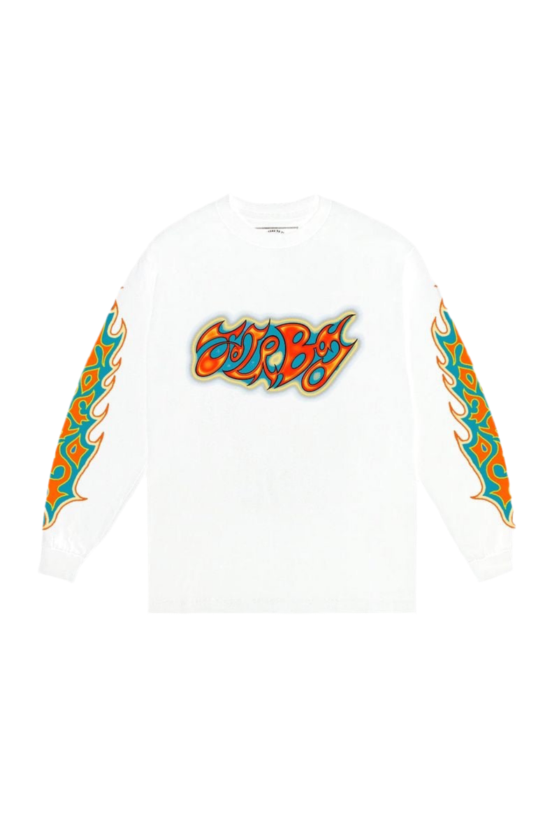 Soleboy Flames White L/S Tee