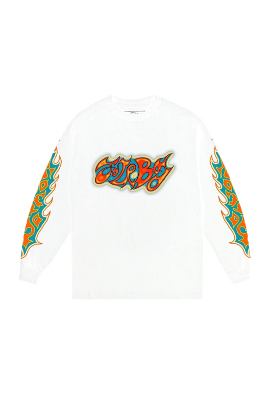Soleboy Flames White L/S Tee