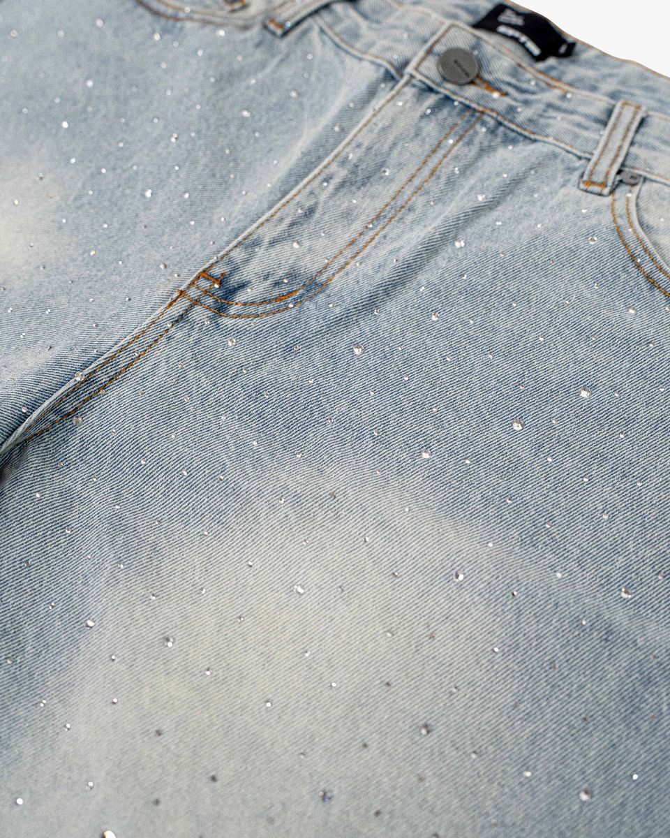 EPTM CRYSTAL DENIM SHORTS - BLUE