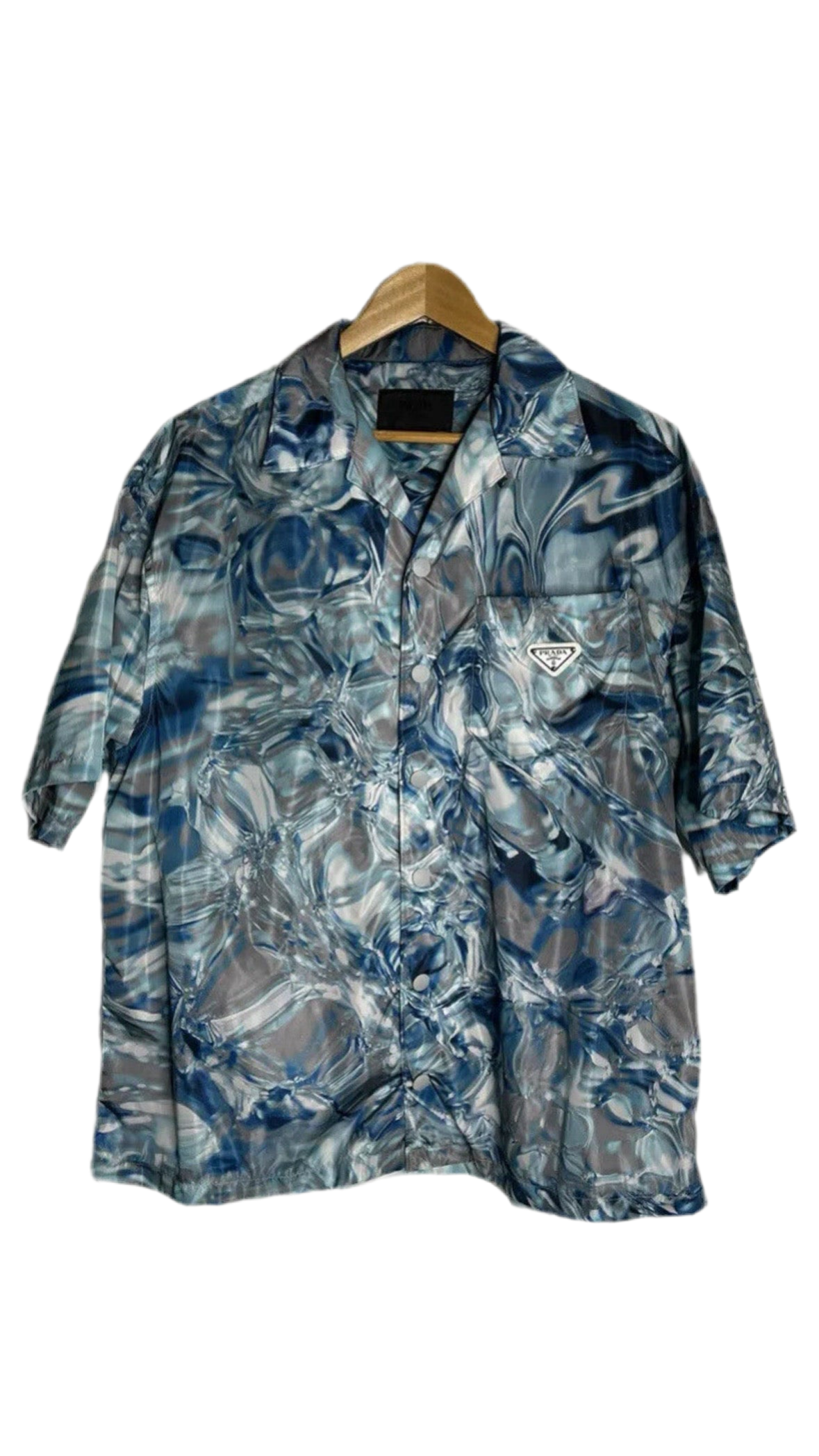 Prada Nylon Acqua Button Up Tee