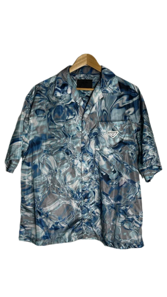 Prada Nylon Acqua Button Up Tee