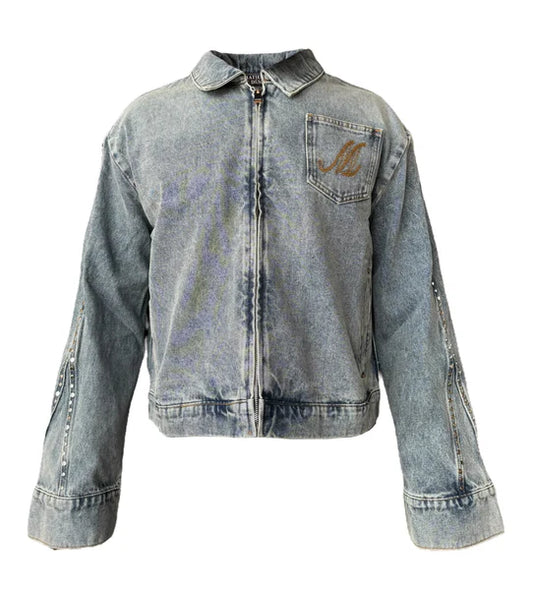Matiere De Desirs Studded Pleated Denim Set