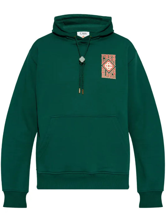 Casablanca Gothic Stacked Green Logo Hoodie