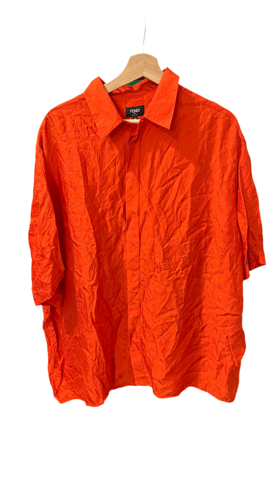 Fendi Orange Button Up Tee (USED)