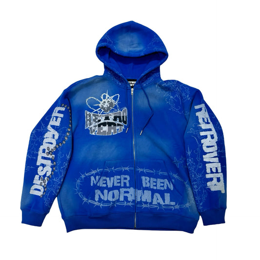 Retrovert Destroyer Matching Zip-Up Blue Hoodie