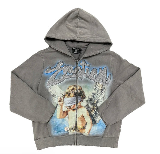 Mixed Emotion Grey “Rhinestone” Hoodie