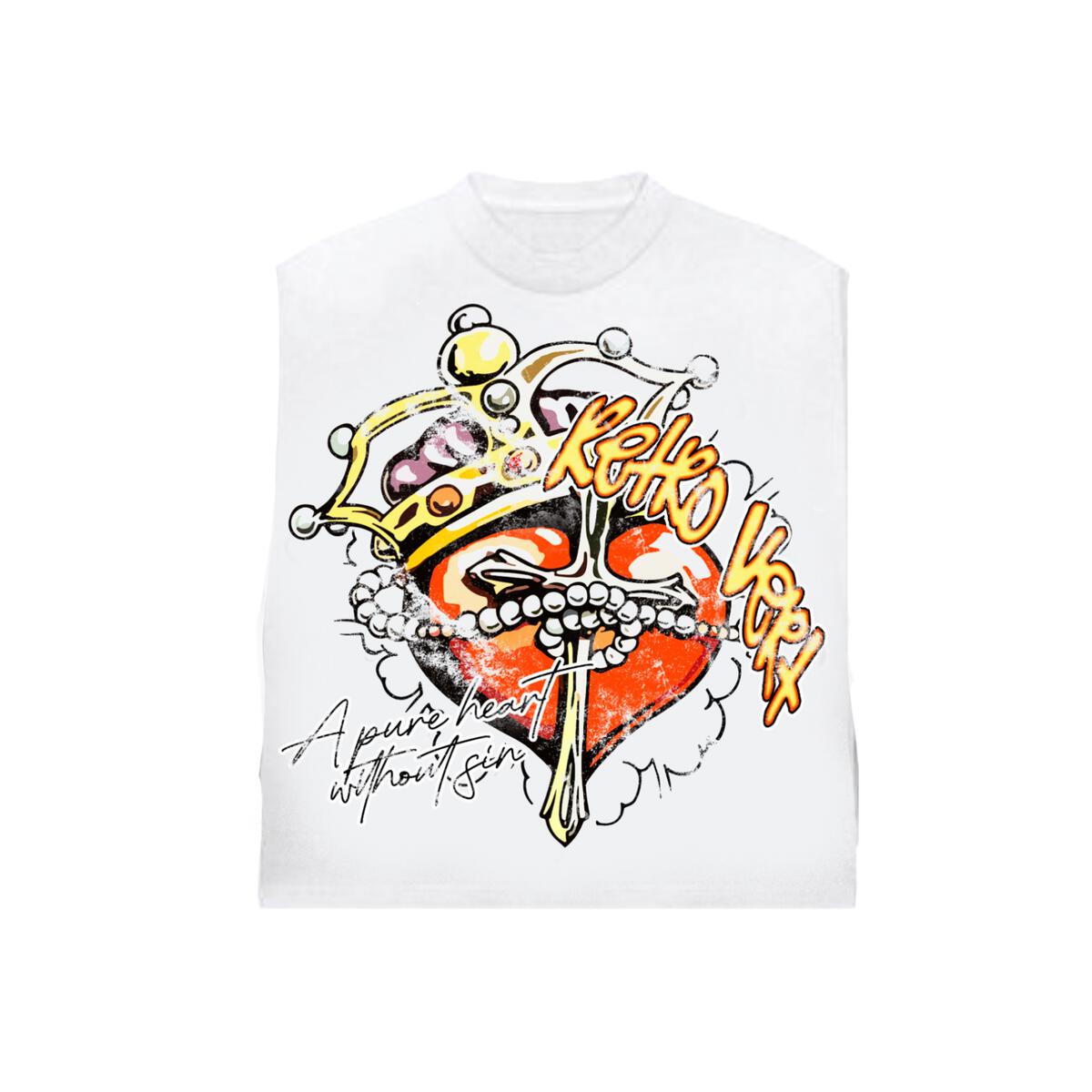 RETROVERT HEART CUT-OFF TEE - WHITE