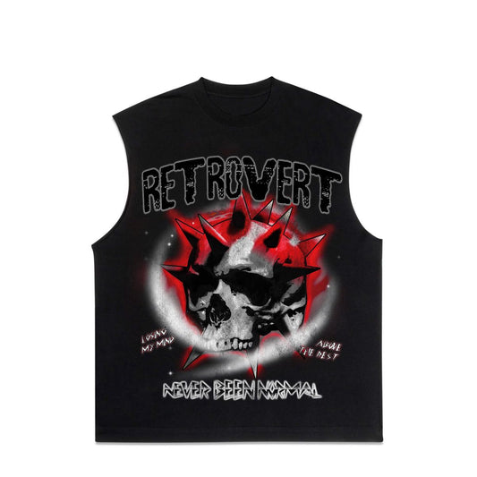 RETROVERT SKULL CUTOFF TEE - RED