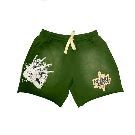 RETROVERT SPIKED HANDS SHORTS GREEN