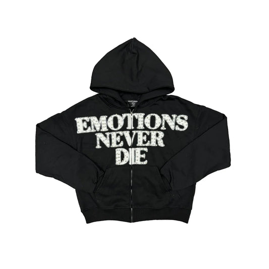 Mixed Emotion Black ‘End’ Rhinestone Hoodie