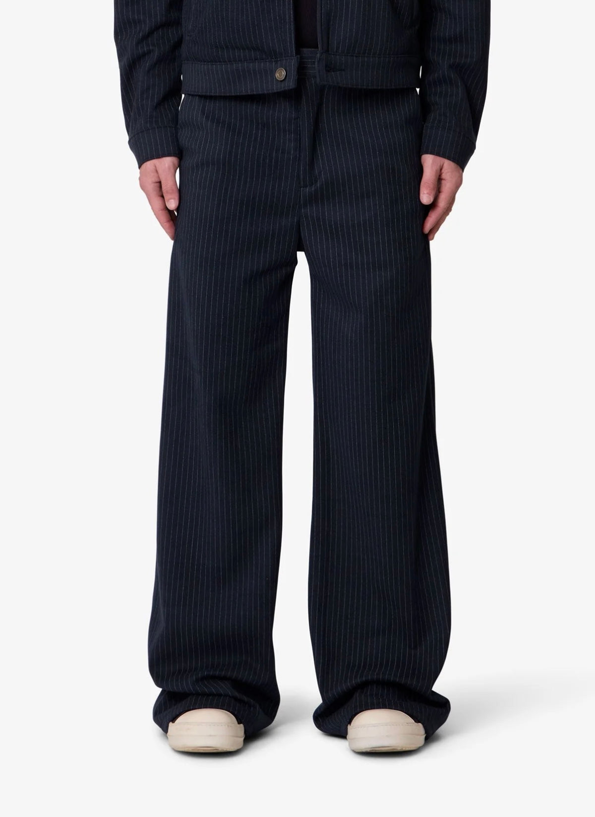 MNML Pinstripe Flare Trousers