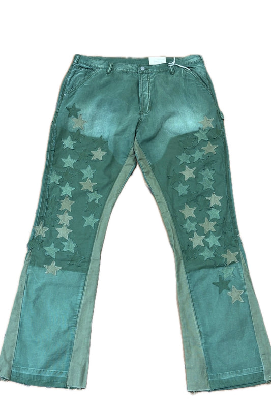 MNML STAR GREEN FLARE JEANS