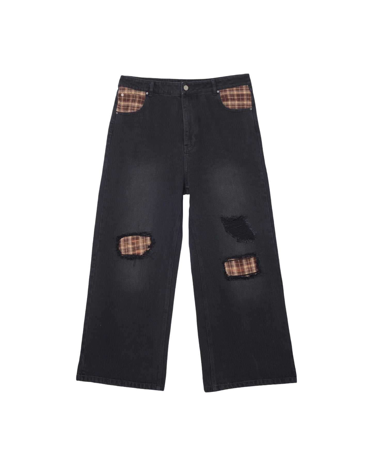 Azva Plaid Patch Denim