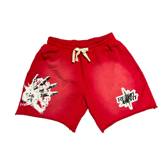 RETROVERT SPIKED HANDS SHORTS RED