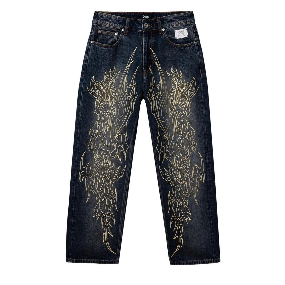 Revenge Tribal Cross Denim Pants