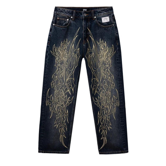 Revenge Tribal Cross Denim Pants