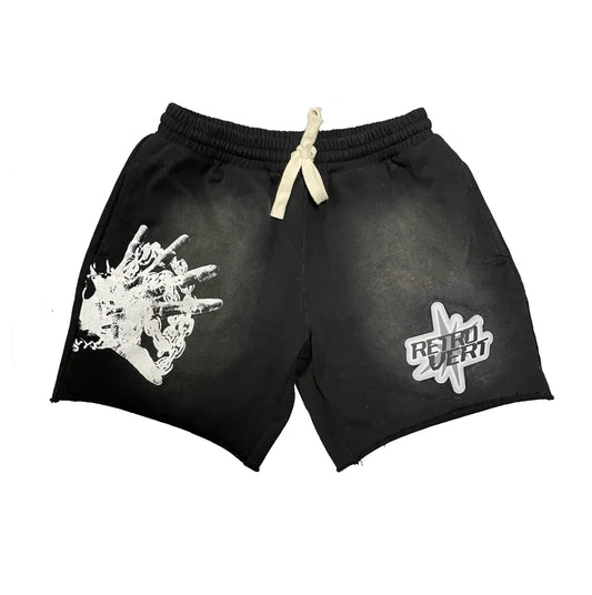 RETROVERT SPIKED HANDS SHORTS BLACK