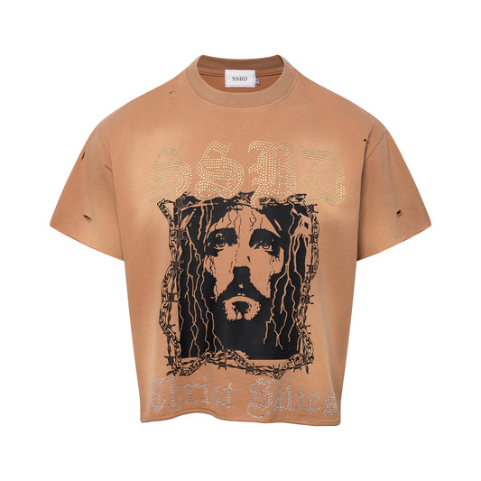 SSBD Christ Saves Brown Tee