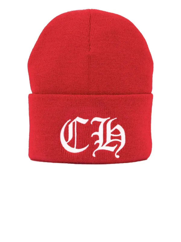 Chrome Hearts Ribbed Red Beanie