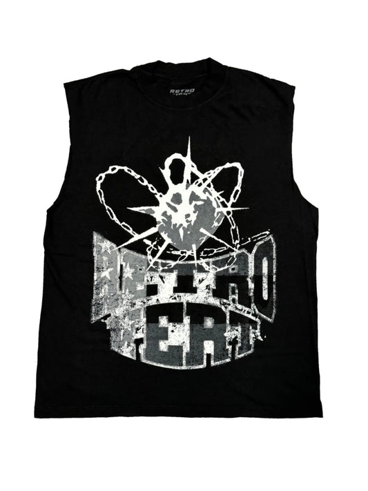 RETROVERT DESTRUCTION SPIKE CUT-OFF TEE BLACK