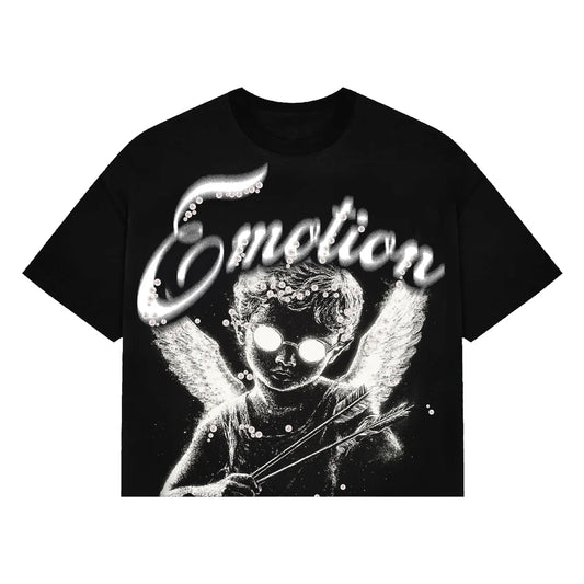 Mixed Emotion Black “Pearl” Cropped Tee