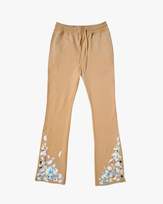 EPTM PAINT SNAP FLARED PANTS - KHAKI