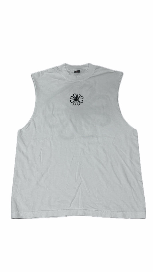 Made in Effort Flower Sleeveless White Tee