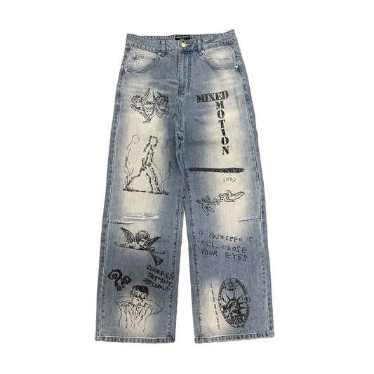 Mixed Emotions Blue Canvas Denim