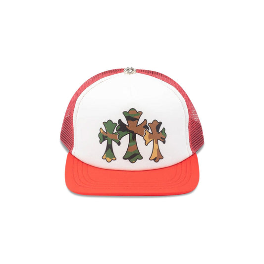 Chrome Hearts Triple Cross Camo Red Trucker Cap (USED)