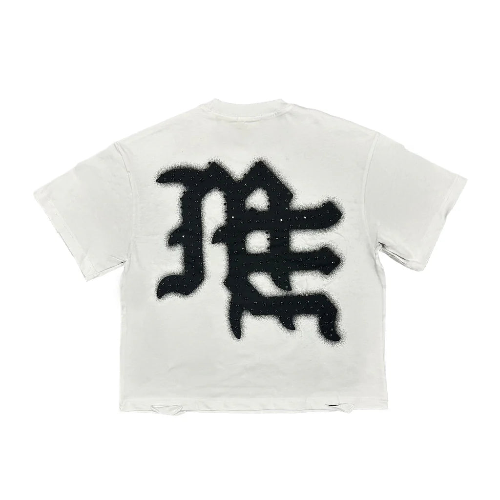 Mixed Emotion White ‘End’ Rhinestone Tee