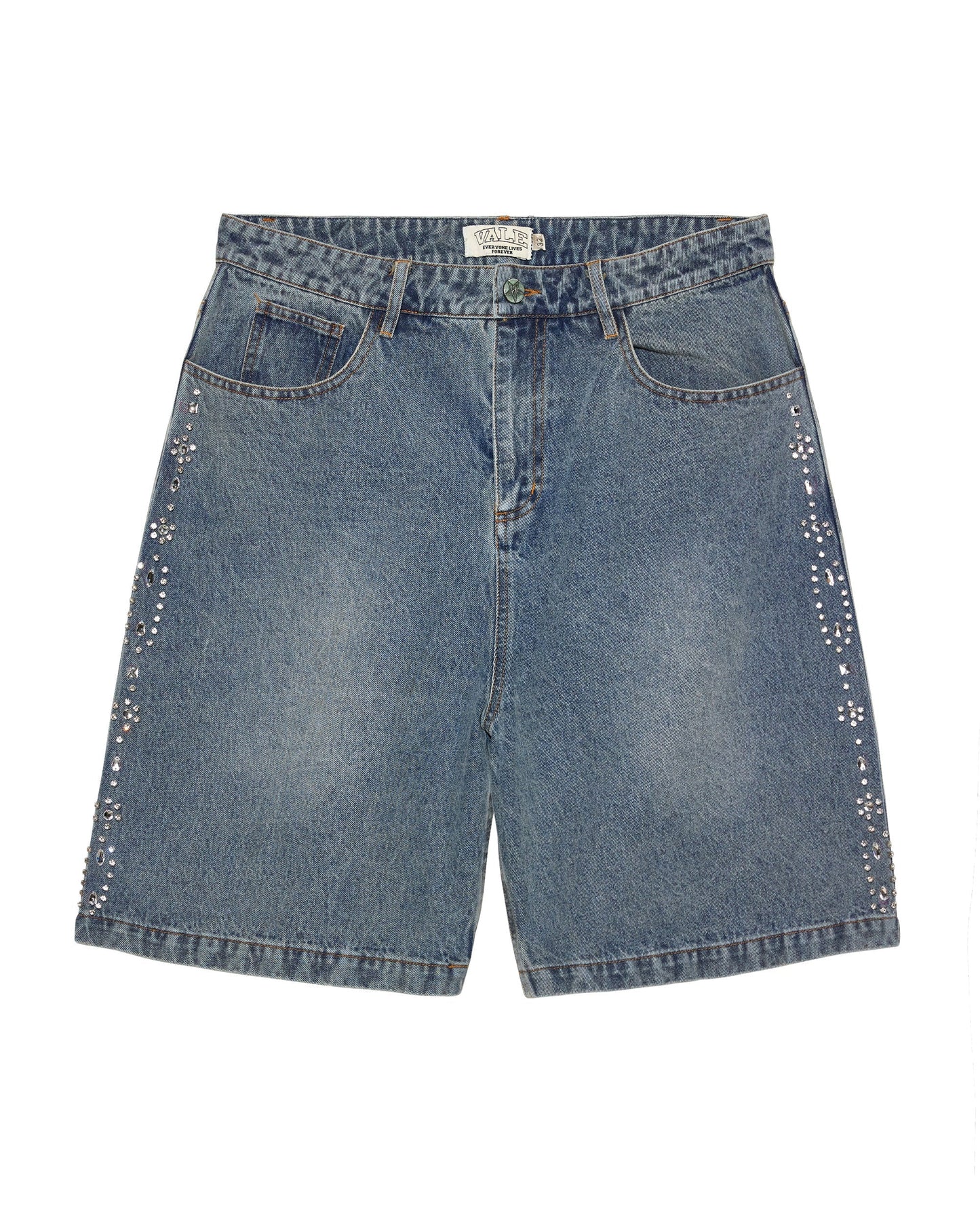 Vale Light Wash Siren Rhinestone Denim Short