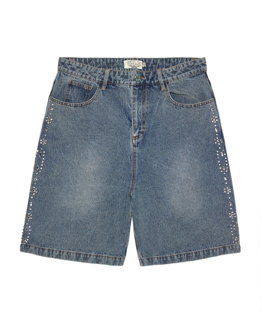 Vale Light Wash Siren Rhinestone Denim Short