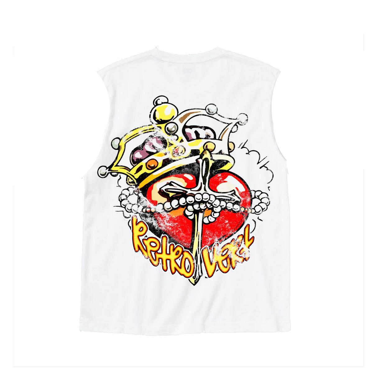 RETROVERT HEART CUT-OFF TEE - WHITE